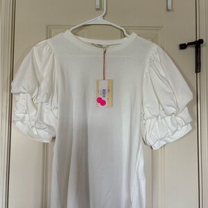 Entro White Puff Sleeve Blouse